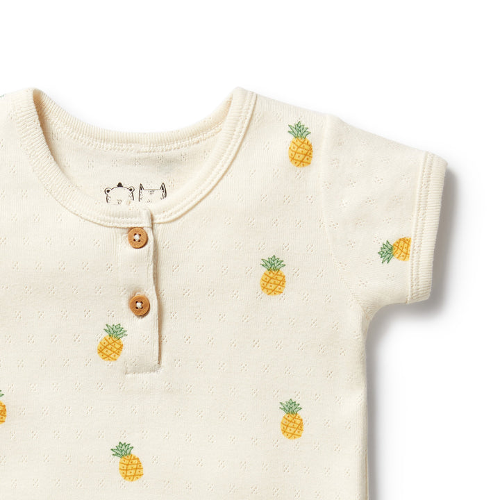 Wilson & Frenchy Organic Pointelle Henley Bodysuit - Piney Pals