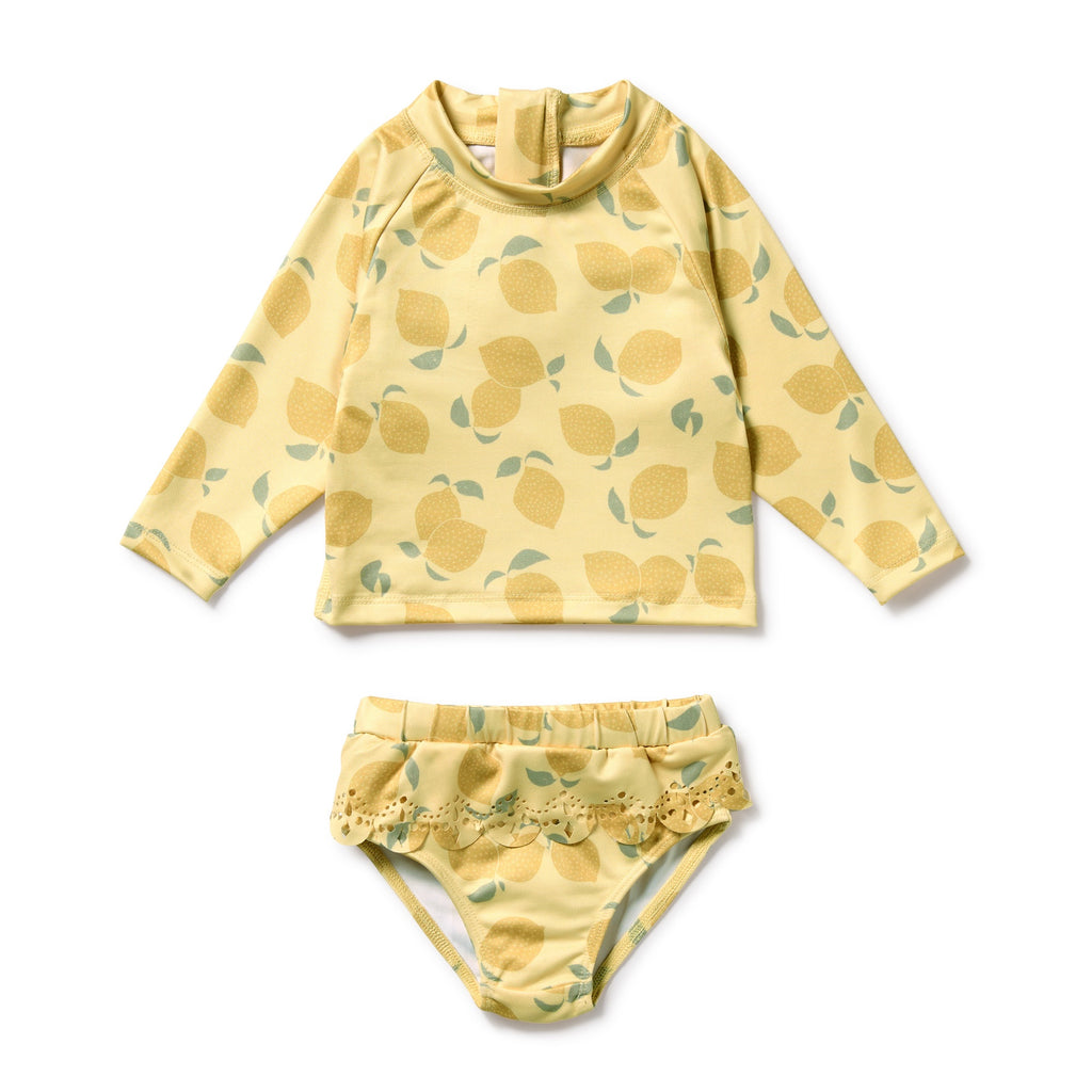 Cutwork Rashie Swimset - Lemon Drop
