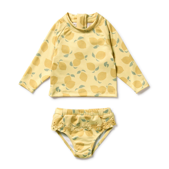 PRE-ORDER - Wilson & Frenchy Cutwork Rashie Swimset - Lemon Drop