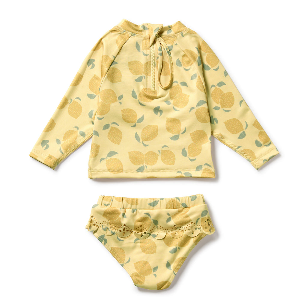 Cutwork Rashie Swimset - Lemon Drop