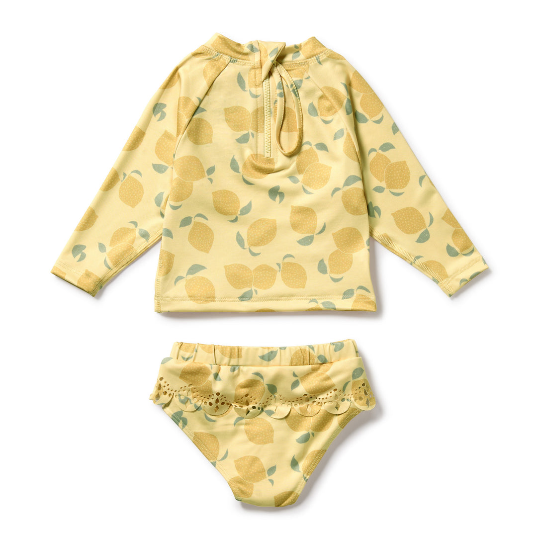 PRE-ORDER - Wilson & Frenchy Cutwork Rashie Swimset - Lemon Drop