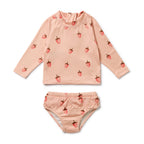 Cutwork Rashie Swimset - Strawberry Kisses
