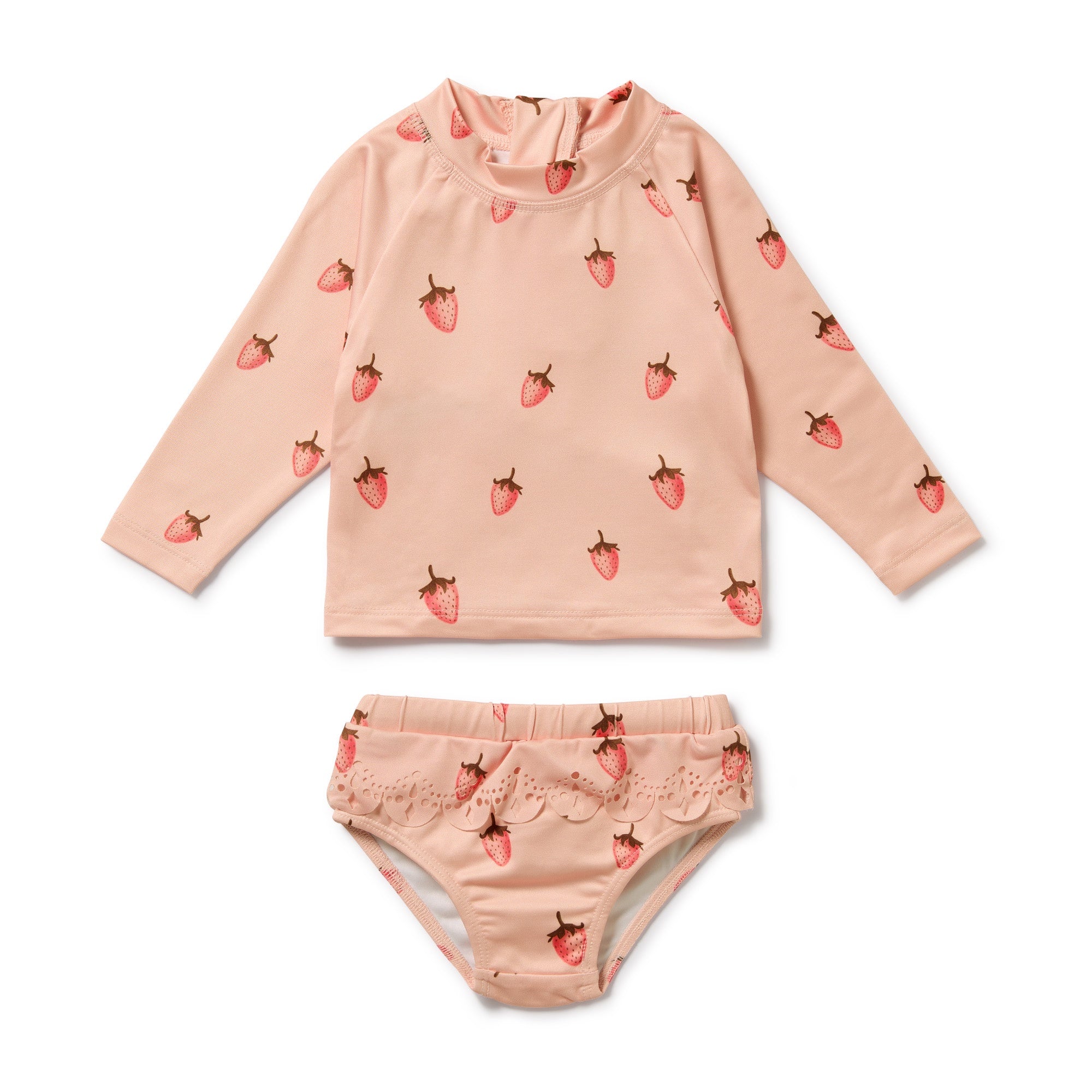 Wilson & Frenchy Cutwork Rashie Swimset - Strawberry Kisses