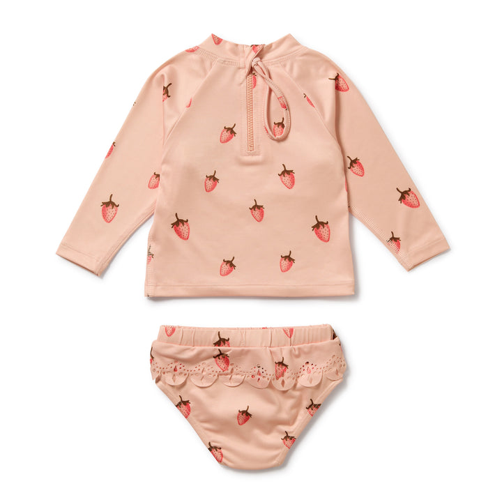 PRE-ORDER - Wilson & Frenchy Cutwork Rashie Swimset - Strawberry Kisses