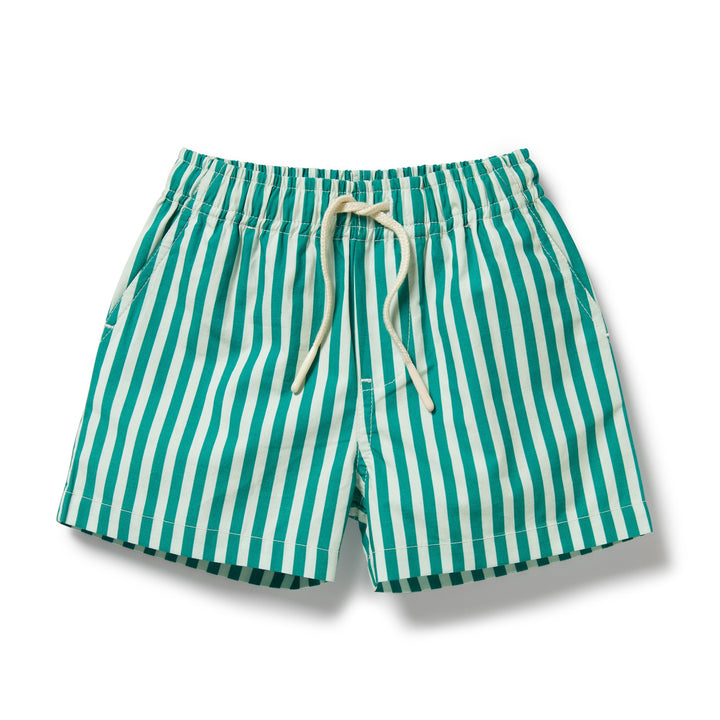 Wilson & Frenchy Swim Board Short - Green Bean Stripe