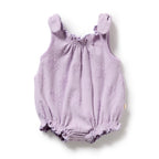 Organic Terry Tie Playsuit - Lavender Shells