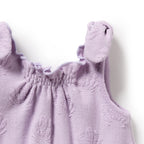 Organic Terry Tie Playsuit - Lavender Shells