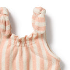 Organic Terry Tie Playsuit - Strawberry Wave