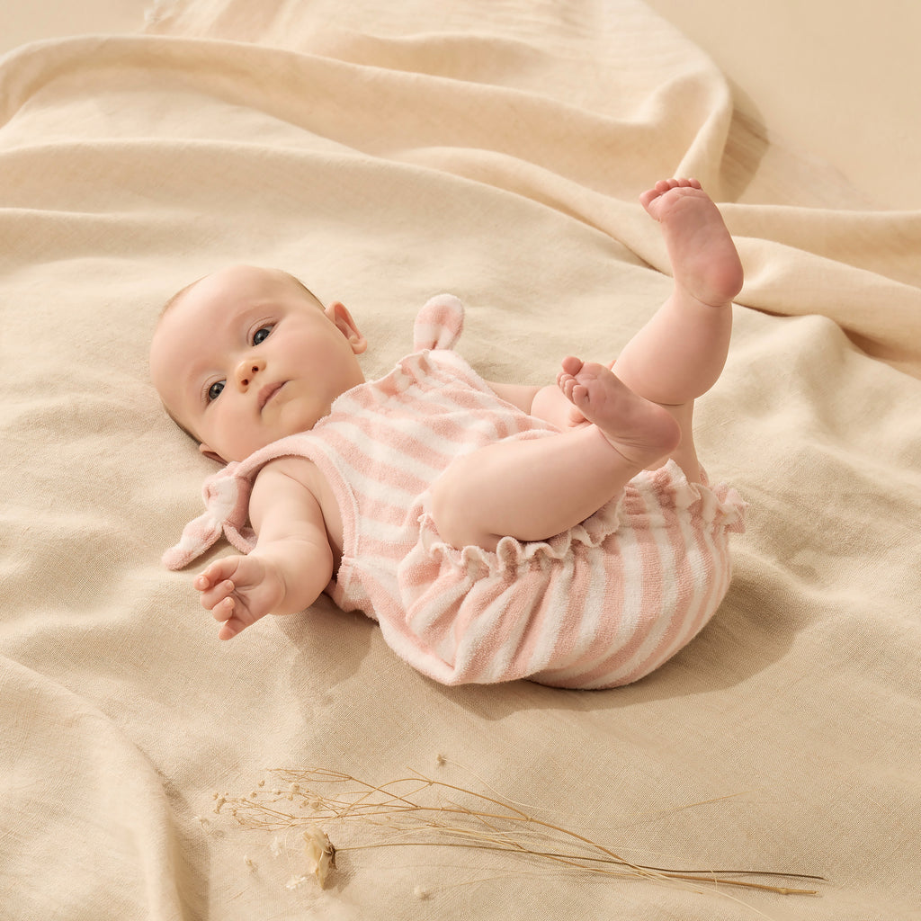 Wilson & Frenchy Organic Terry Tie Playsuit - Strawberry Wave