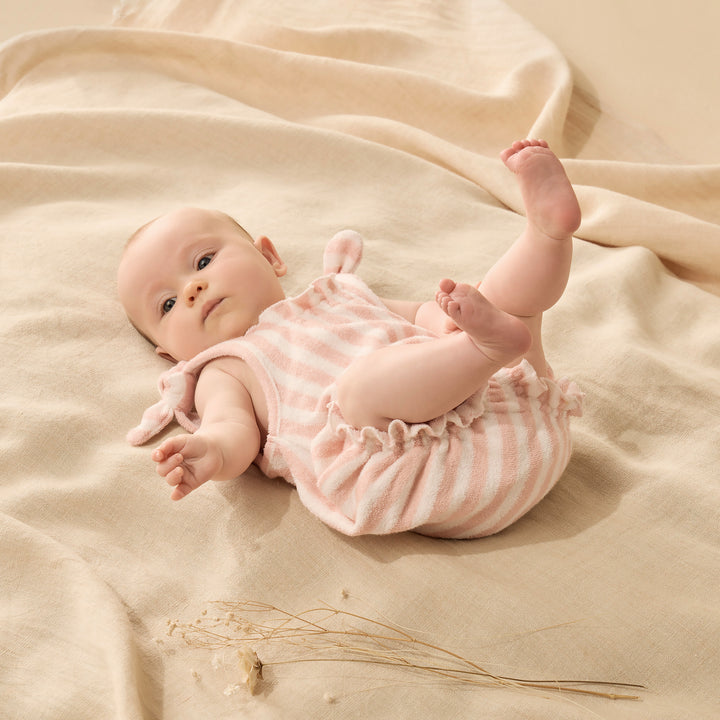 Wilson & Frenchy Organic Terry Tie Playsuit - Strawberry Wave
