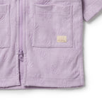 Organic Terry Hooded Towel - Lavender Shells