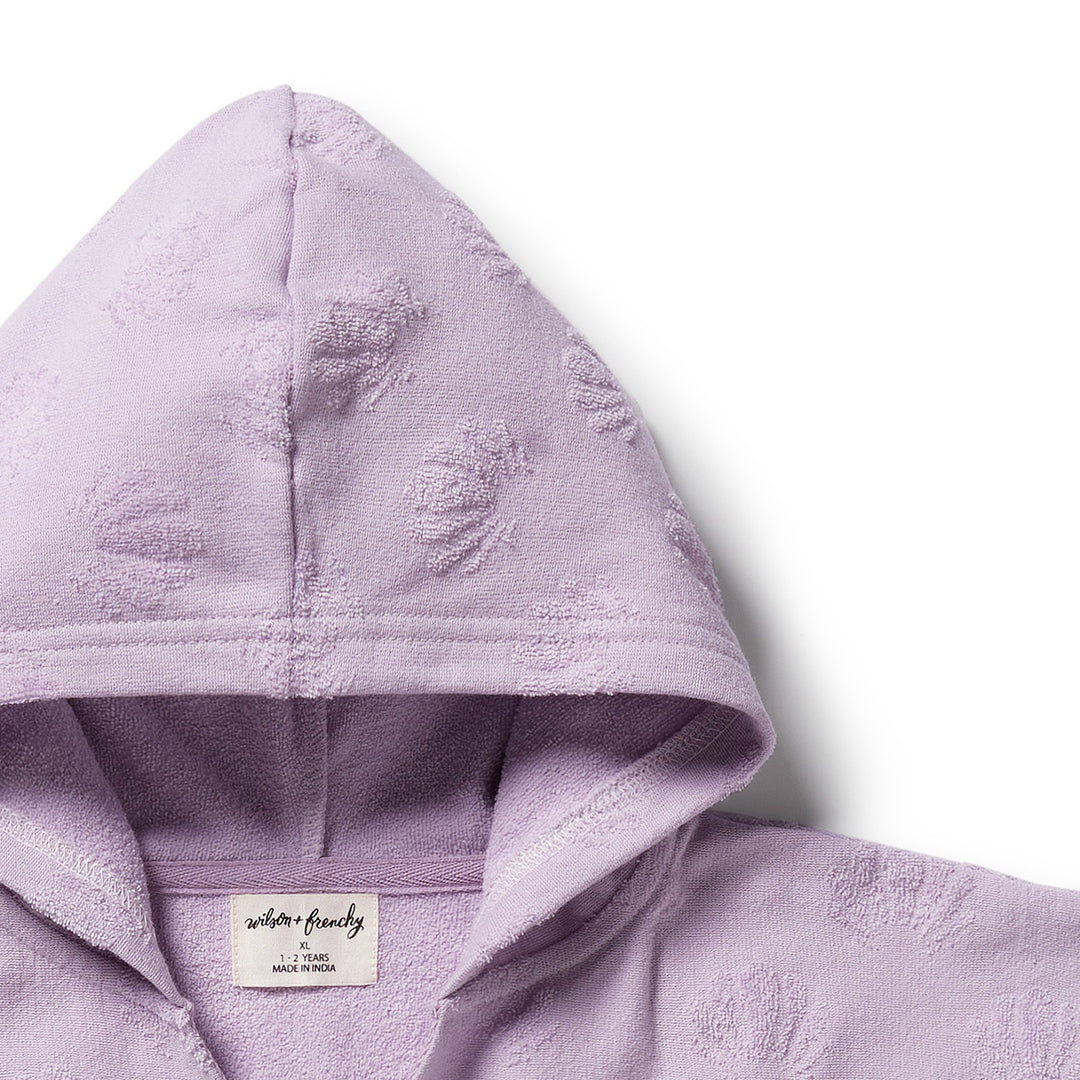 Wilson & Frenchy Organic Terry Hooded Poncho - Lavender Shells