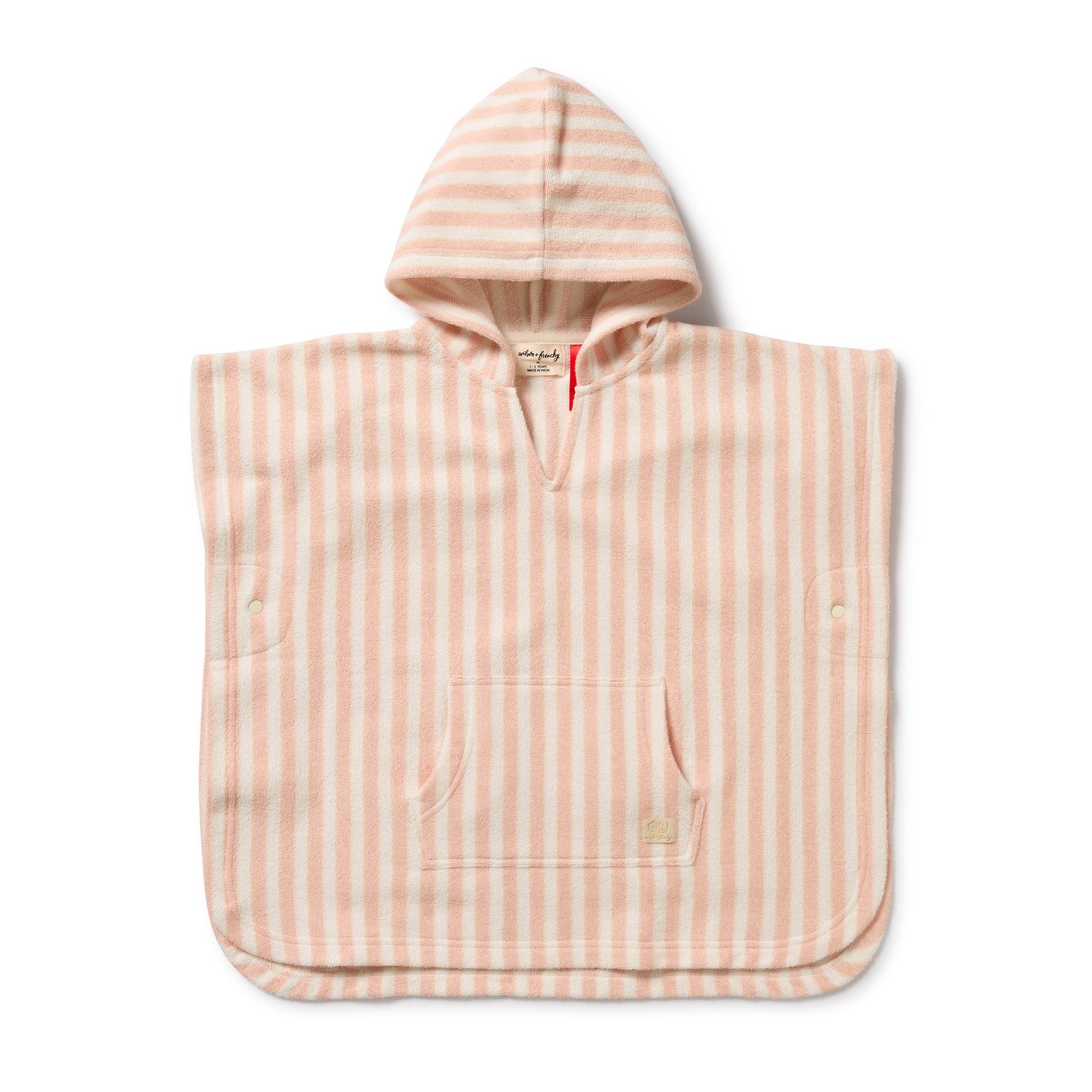 Wilson & Frenchy Organic Terry Hooded Poncho - Strawberry Wave