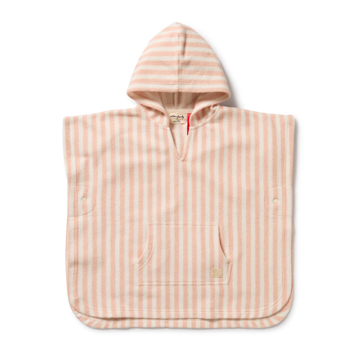 Wilson & Frenchy Organic Terry Hooded Poncho - Strawberry Wave