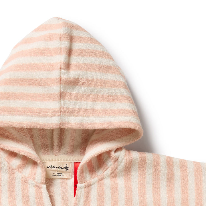 Wilson & Frenchy Organic Terry Hooded Poncho - Strawberry Wave