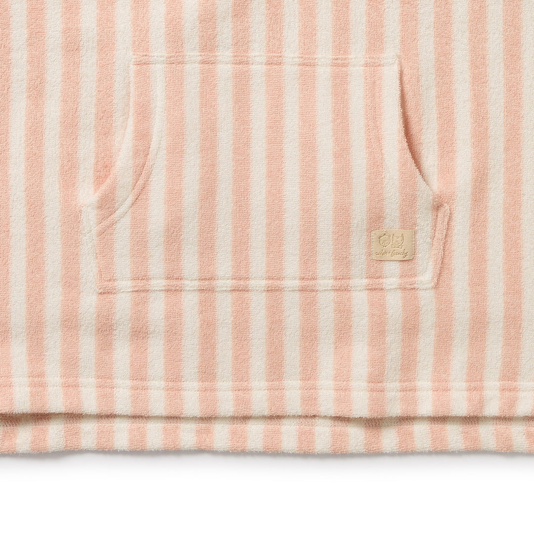 Wilson & Frenchy Organic Terry Hooded Poncho - Strawberry Wave