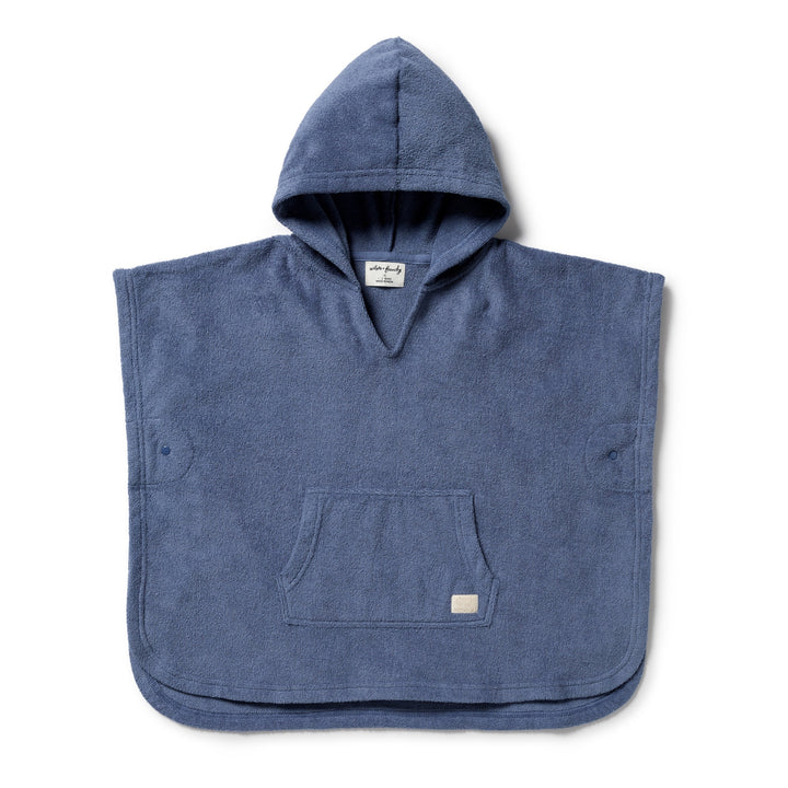 Wilson & Frenchy Organic Terry Hooded Poncho - Deep Blue