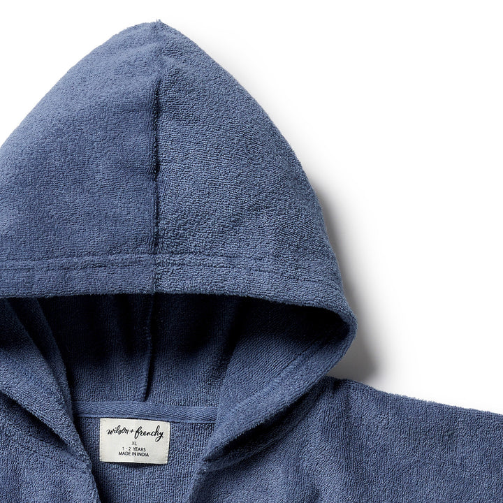 Wilson & Frenchy Organic Terry Hooded Poncho - Deep Blue
