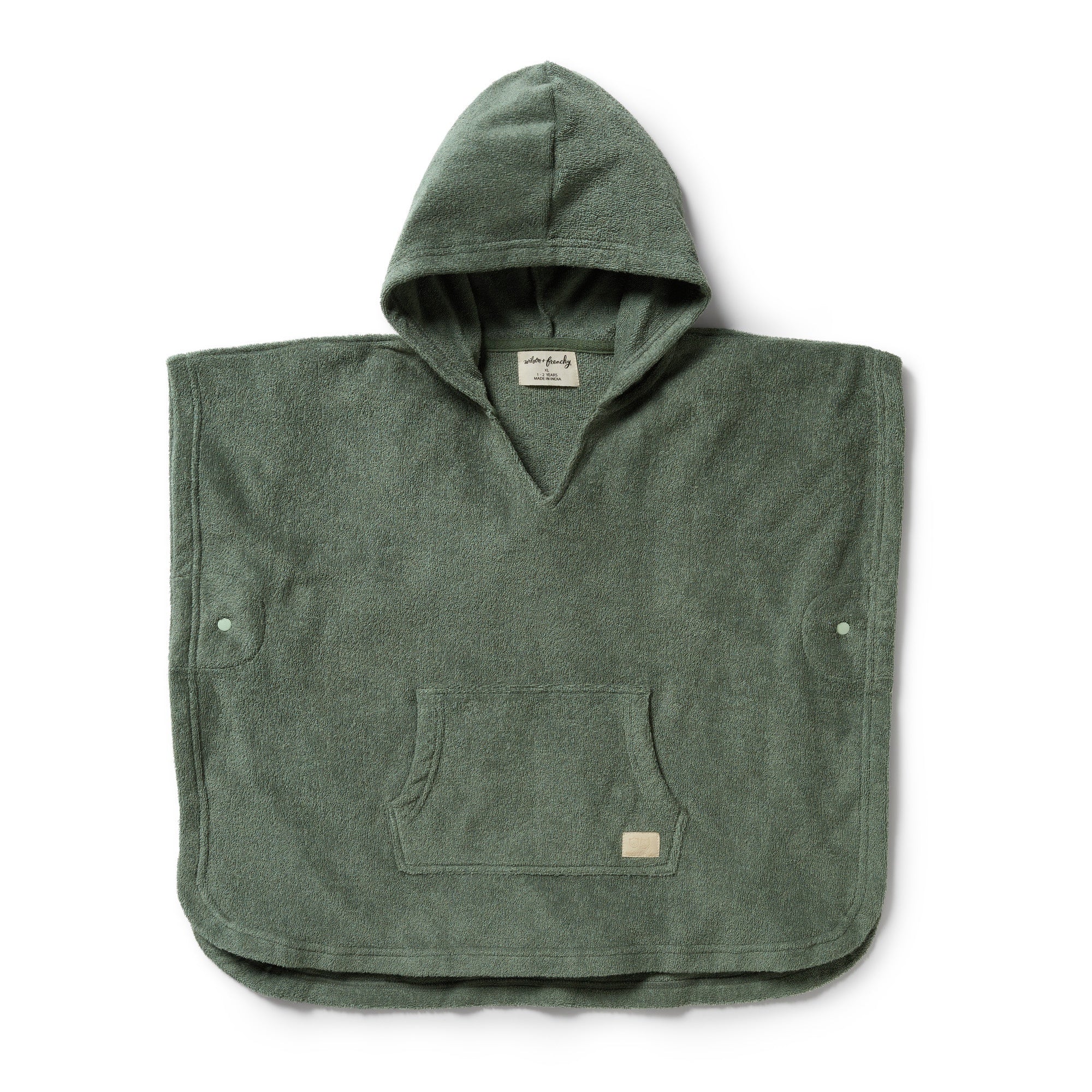 Wilson & Frenchy Organic Terry Hooded Poncho - Moss