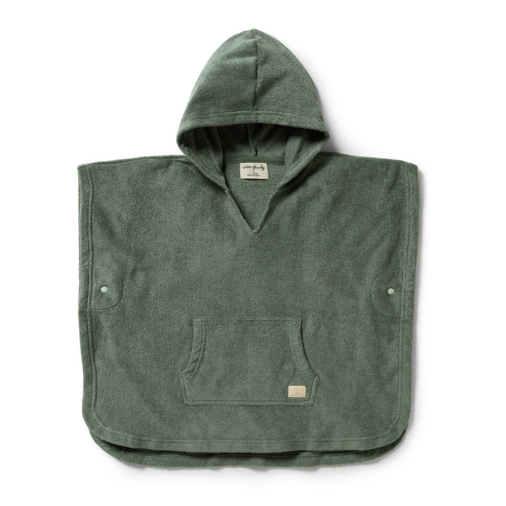 Wilson & Frenchy Organic Terry Hooded Poncho - Moss