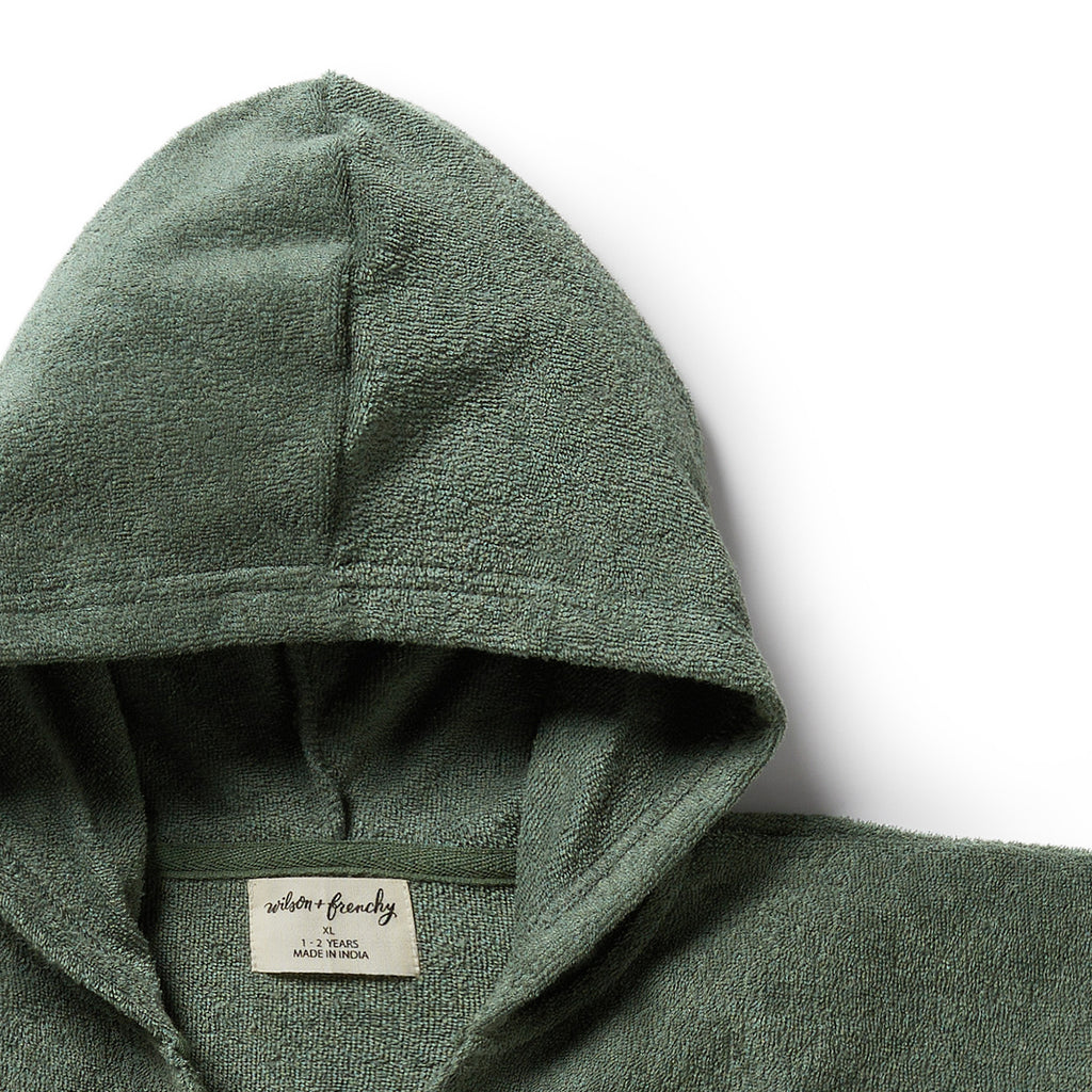 Wilson & Frenchy Organic Terry Hooded Poncho - Moss