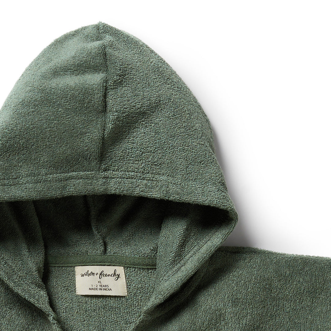 Wilson & Frenchy Organic Terry Hooded Poncho - Moss