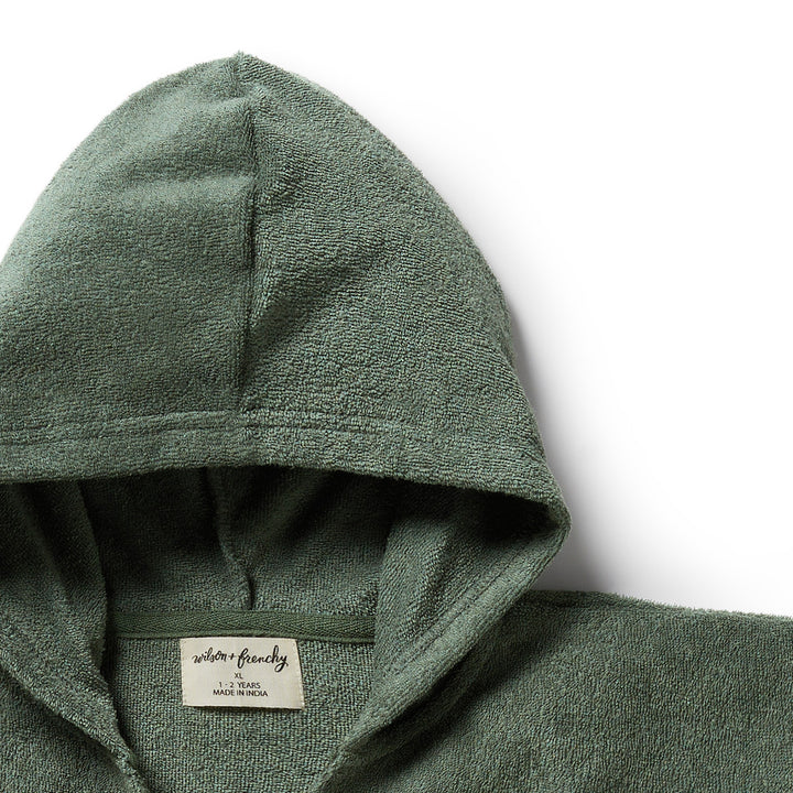 Wilson & Frenchy Organic Terry Hooded Poncho - Moss