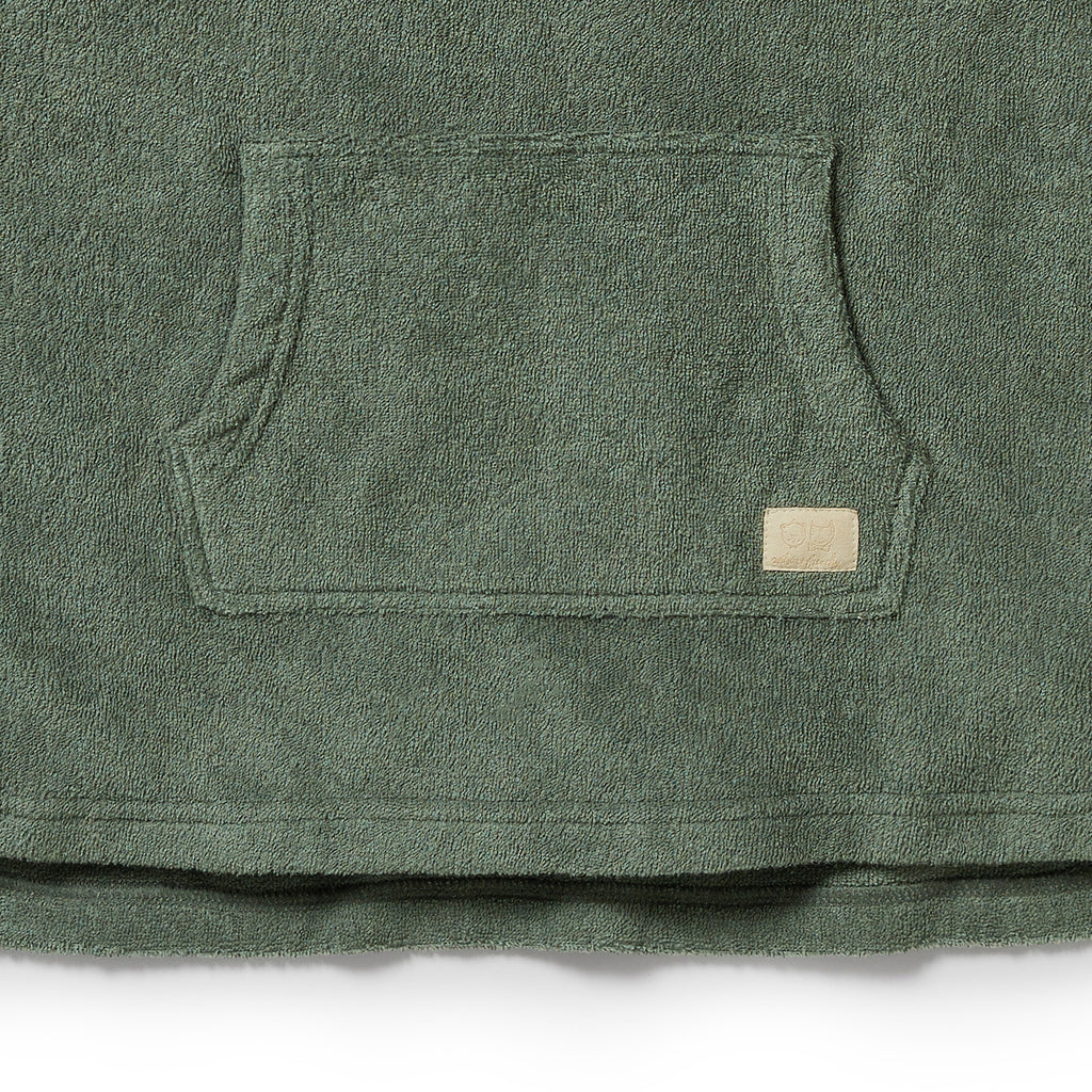 Wilson & Frenchy Organic Terry Hooded Poncho - Moss
