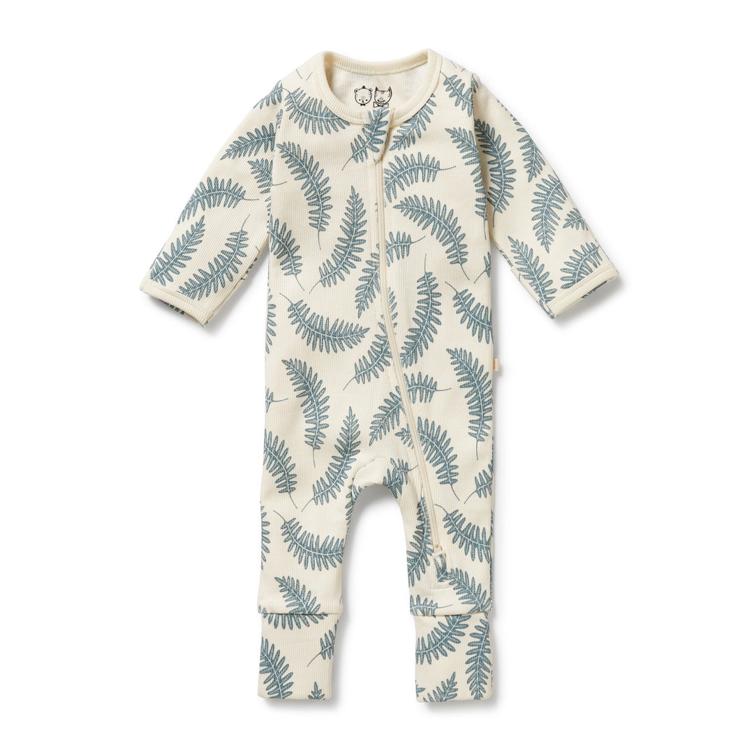 Wilson & Frenchy Organic Zipsuit with Feet - Little Fronds