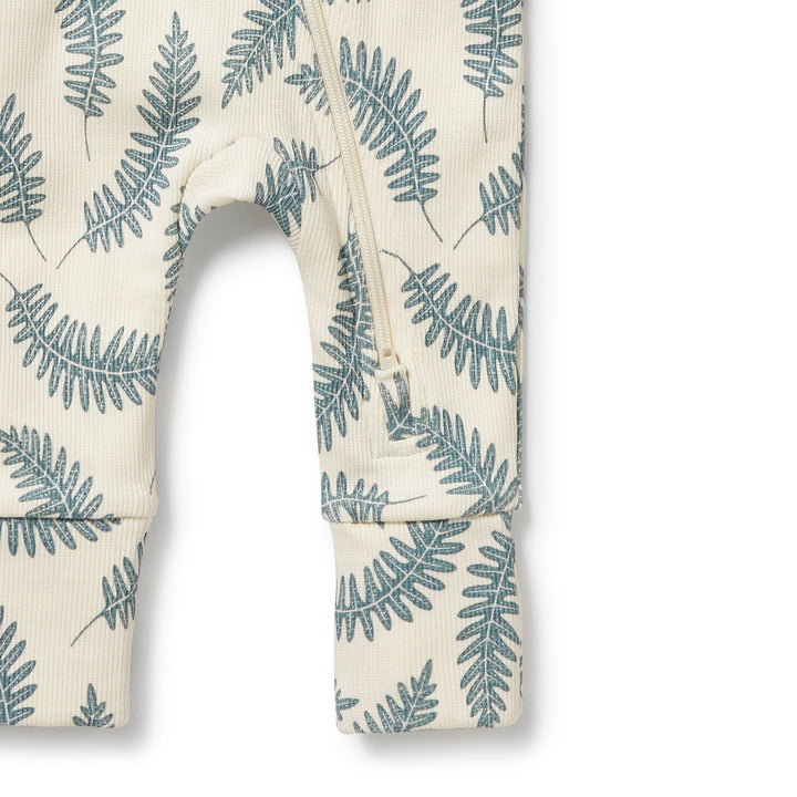 Wilson & Frenchy Organic Zipsuit with Feet - Little Fronds
