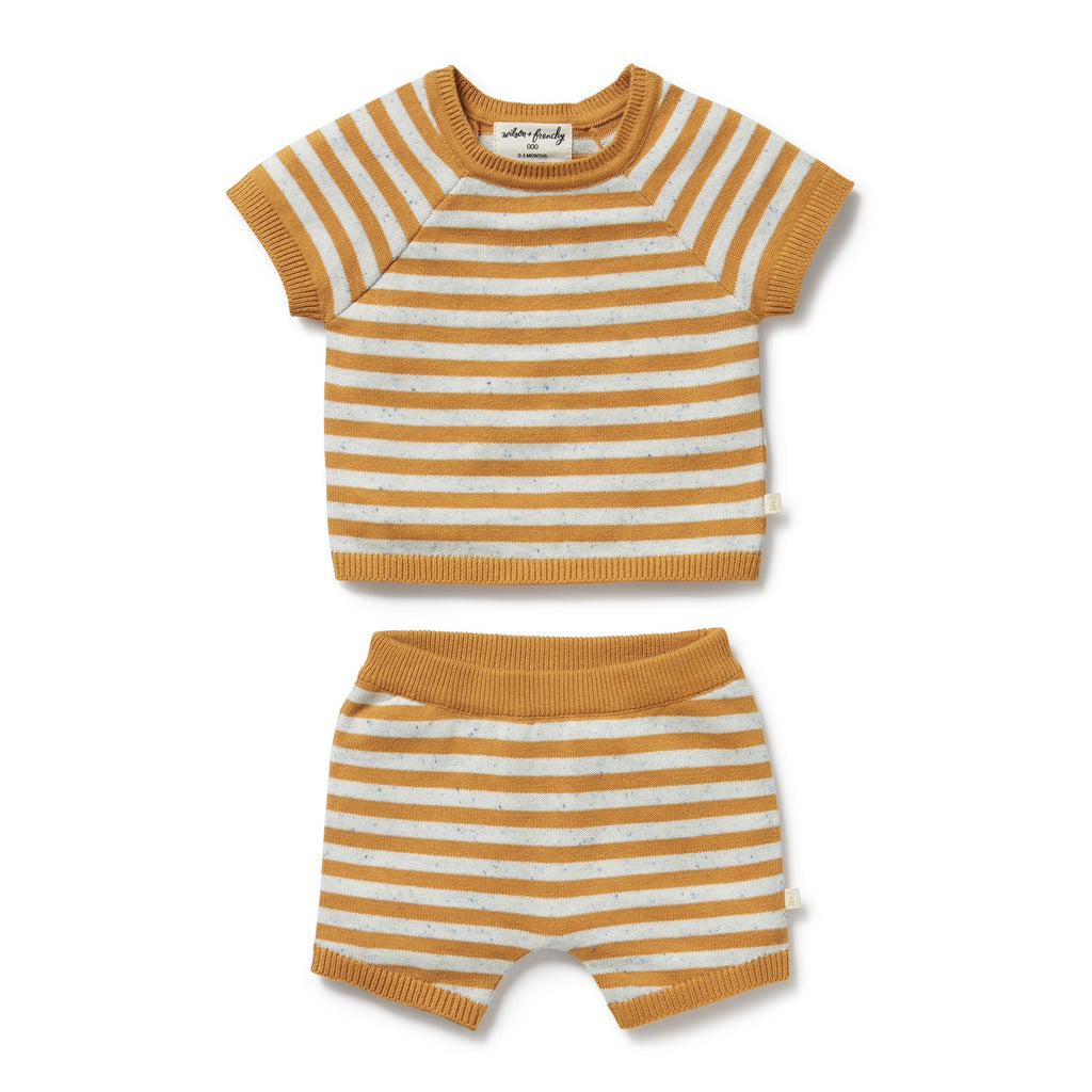 Wilson & Frenchy Organic Knitted Set - Golden Wave Stripe