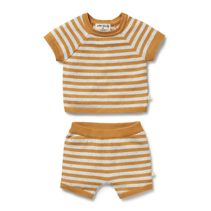 Wilson & Frenchy Organic Knitted Set - Golden Wave Stripe