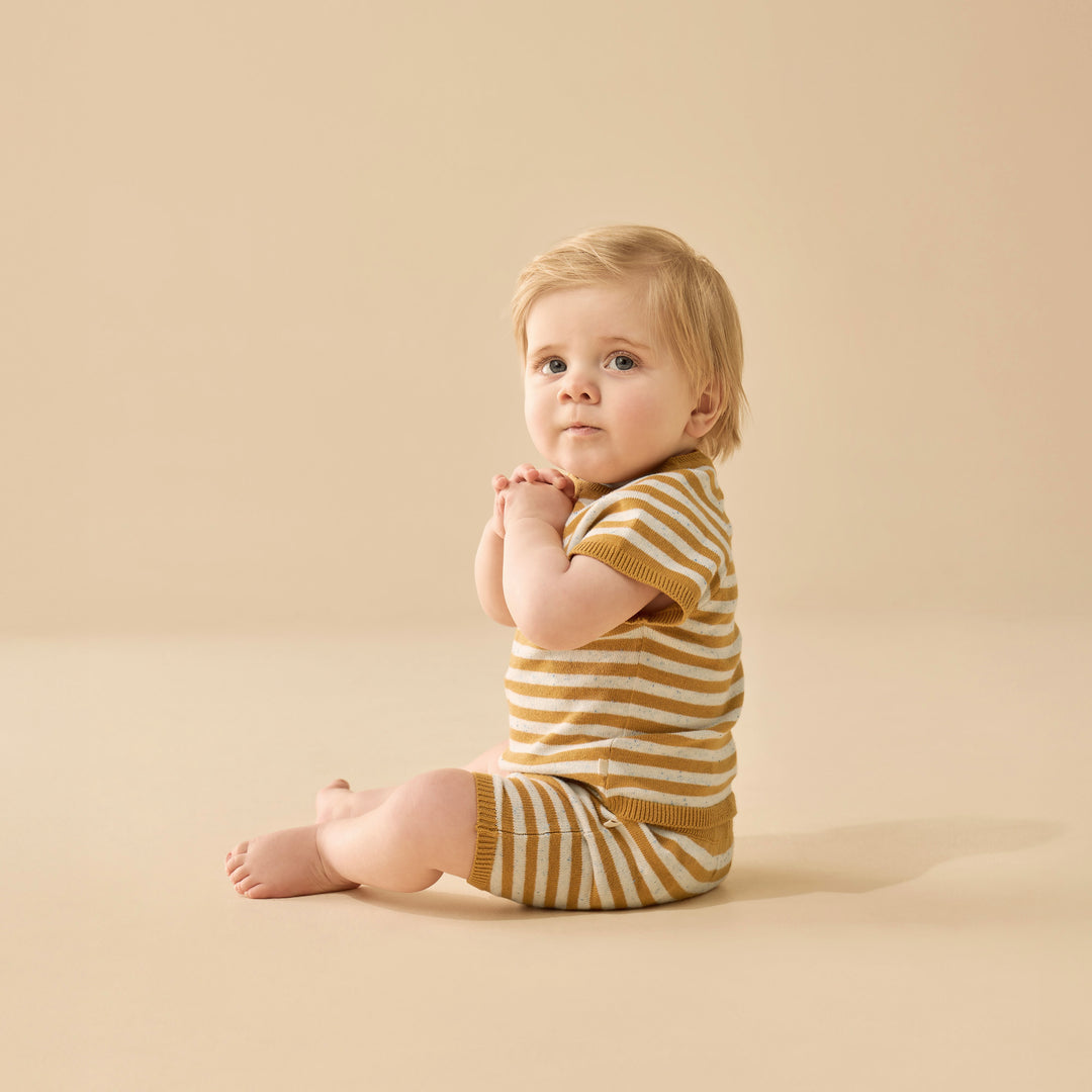 Wilson & Frenchy Organic Knitted Set - Golden Wave Stripe
