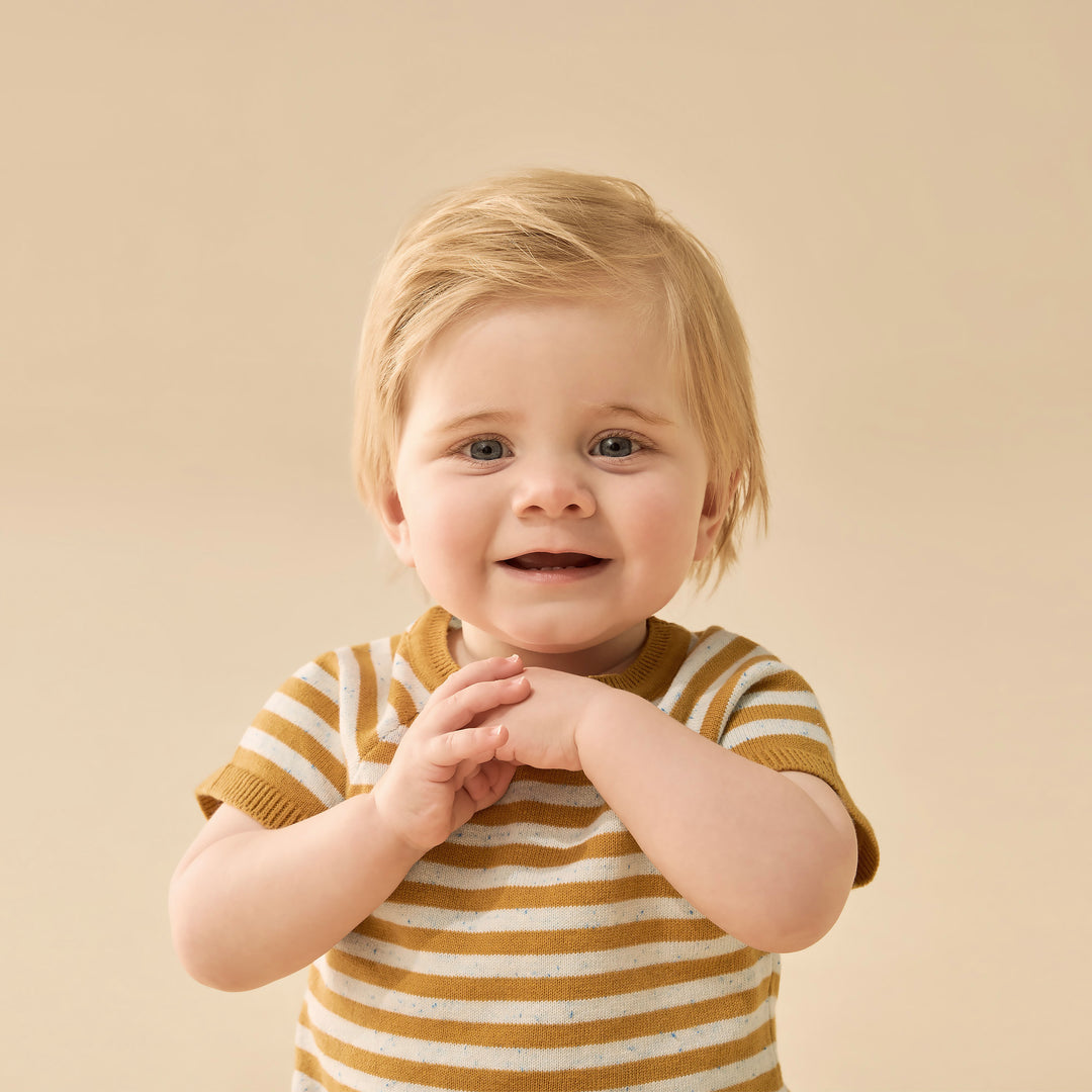 Wilson & Frenchy Organic Knitted Set - Golden Wave Stripe