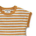 Organic Knitted Growsuit - Golden Wave Stripe