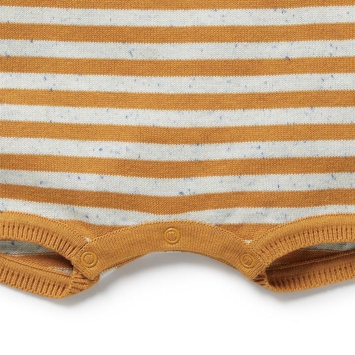 Wilson & Frenchy Organic Knitted Growsuit - Golden Wave Stripe