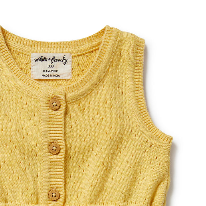 Wilson & Frenchy Organic Knitted Tie Bodysuit - Sunny Sorbet