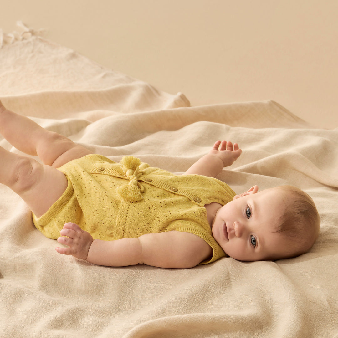 Wilson & Frenchy Organic Knitted Tie Bodysuit - Sunny Sorbet