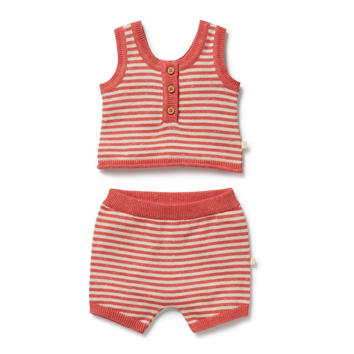 Wilson & Frenchy Organic Knitted Stripe Set - Strawberry Swirl