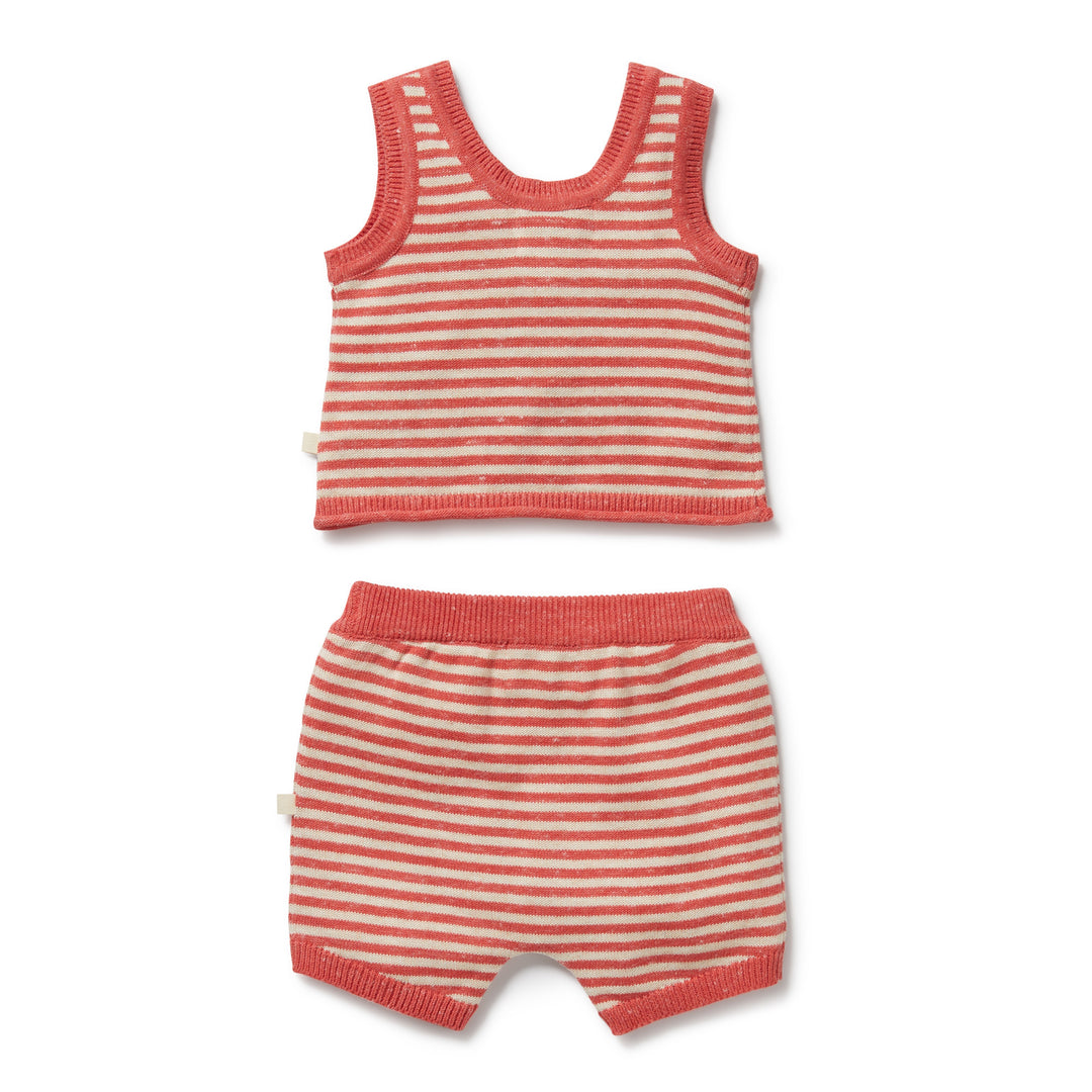 Wilson & Frenchy Organic Knitted Stripe Set - Strawberry Swirl