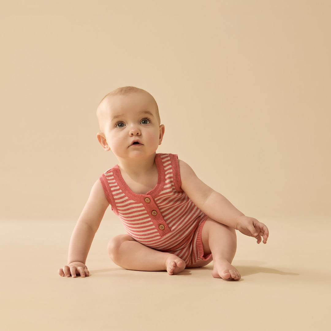 Wilson & Frenchy Organic Knitted Stripe Set - Strawberry Swirl