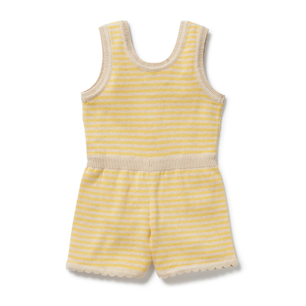 Wilson & Frenchy Organic Knitted Stripe Playsuit - Sunny Sorbet