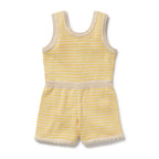 Organic Knitted Stripe Playsuit - Sunny Sorbet