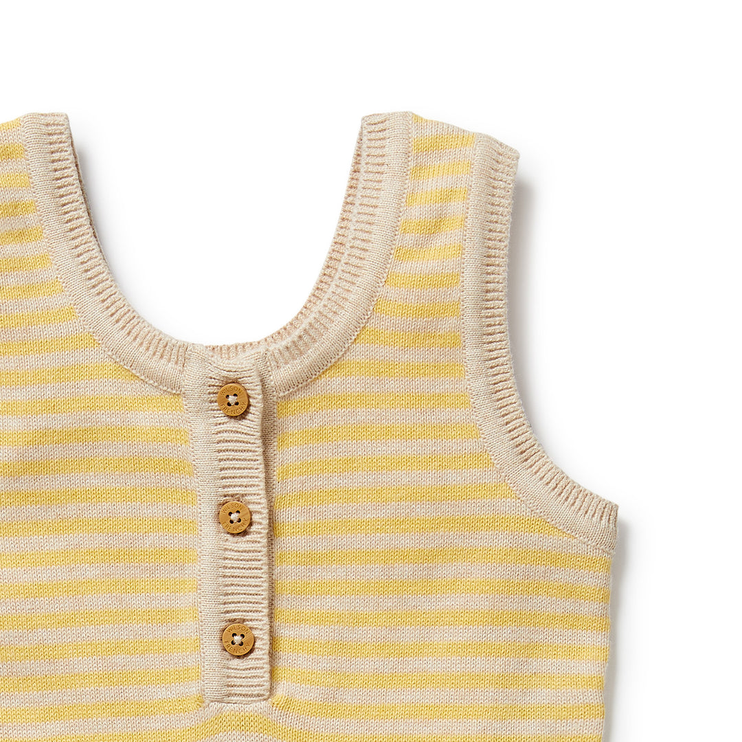 Wilson & Frenchy Organic Knitted Stripe Playsuit - Sunny Sorbet