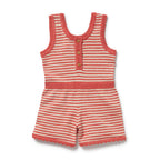 Organic Knitted Stripe Playsuit - Strawberry Swirl