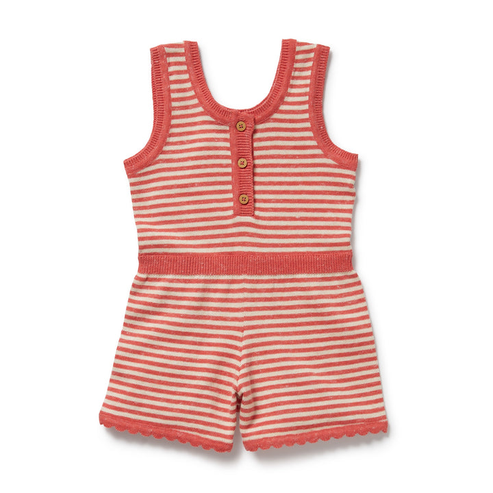 Wilson & Frenchy Organic Knitted Stripe Playsuit - Strawberry Swirl