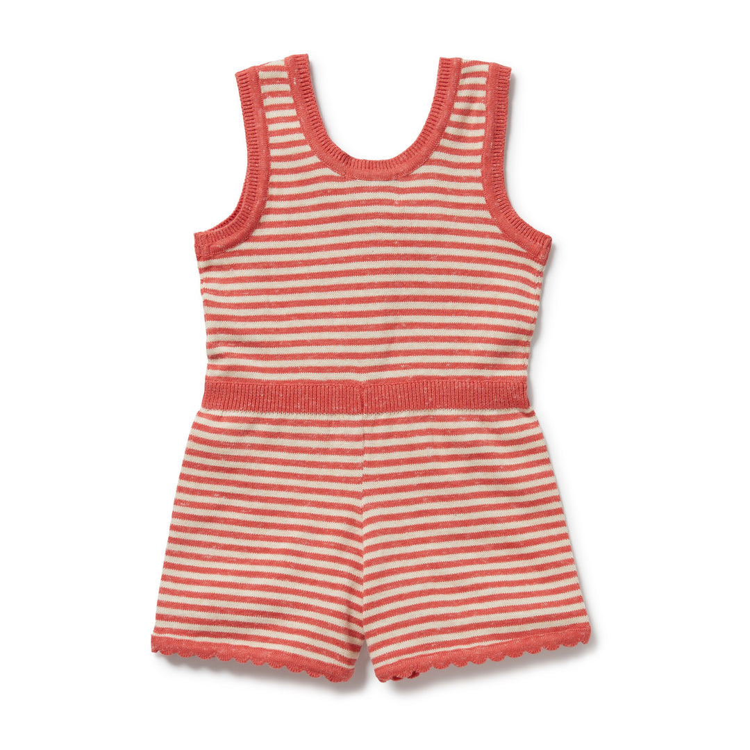 Wilson & Frenchy Organic Knitted Stripe Playsuit - Strawberry Swirl
