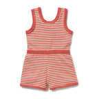 Organic Knitted Stripe Playsuit - Strawberry Swirl