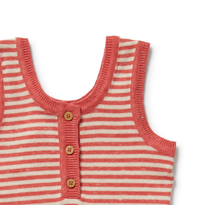 Wilson & Frenchy Organic Knitted Stripe Playsuit - Strawberry Swirl