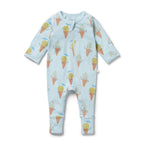 Organic Zipsuit with Feet - Frosty Friends